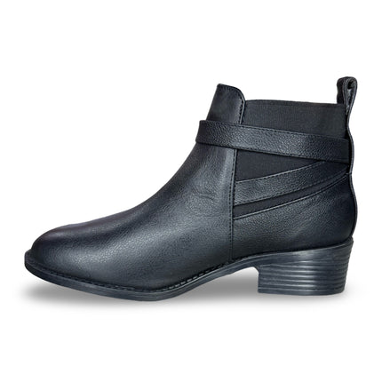 Botines de piel mezcala dama negro tacón bajo M5112