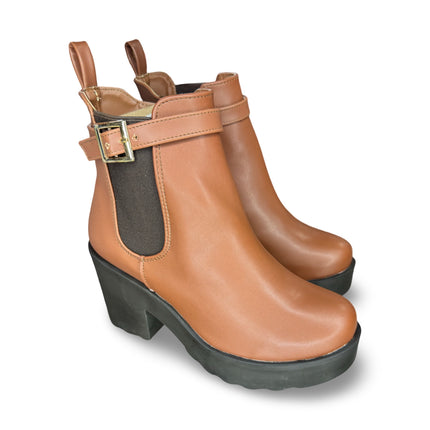 Botines nairobi tan con tacón de 9 cm dama M1902