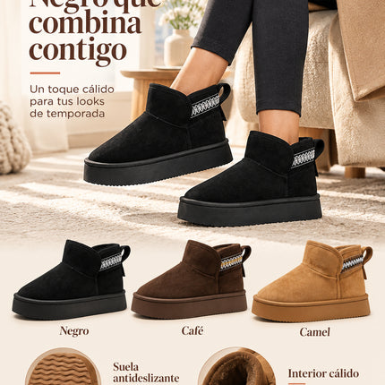 Botas Pantuflas Mujer Afelpadas Cálidas Calientitas Plataforma Invierno Suaves Cómodas
