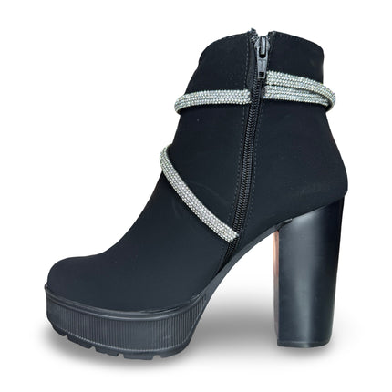 Botines de gamuza buck en negro tacón 11 cm M137