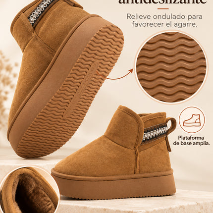 Botas Pantuflas Mujer Afelpadas Cálidas Calientitas Plataforma Invierno Suaves Cómodas