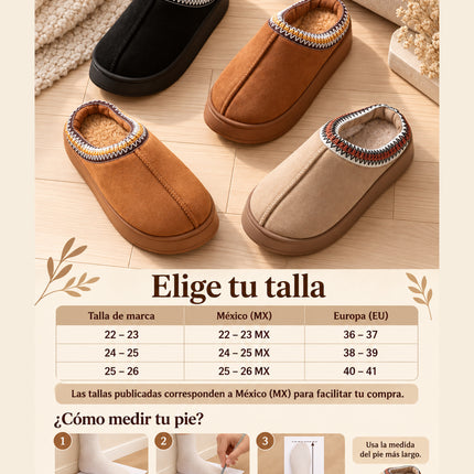 Pantuflas Unisex Tipo Zueco con Interior Afelpado y Suela Gruesa