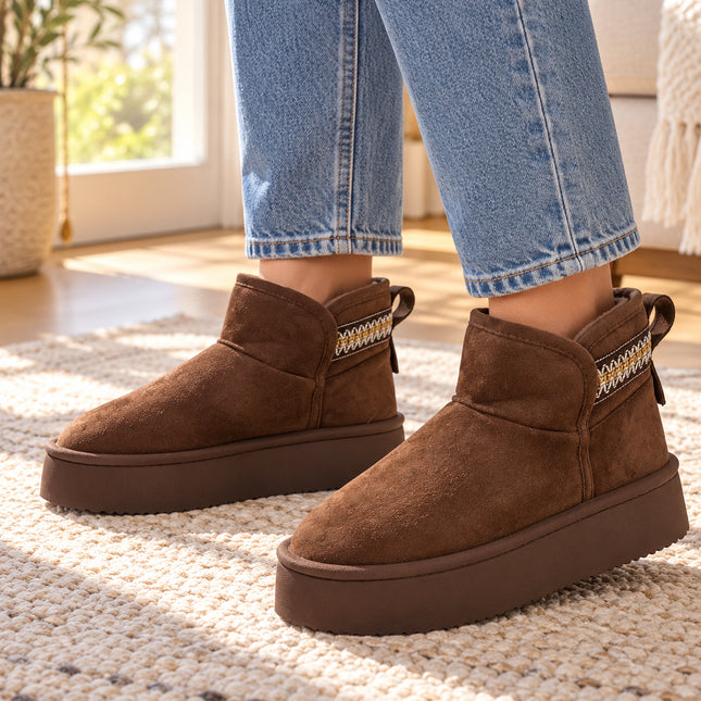 Botas Pantuflas Mujer Afelpadas Cálidas Calientitas Plataforma Invierno Suaves Cómodas