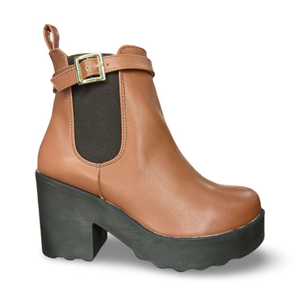 Botines nairobi tan con tacón de 9 cm dama M1902