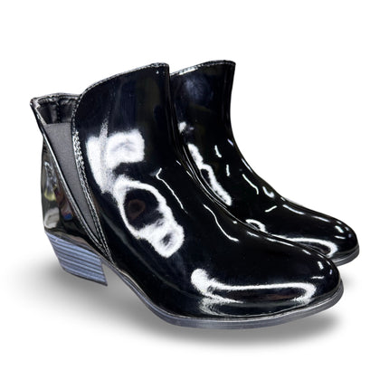 Botines charol negro dama tacón bajo M3001