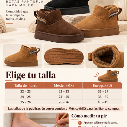 Botas Pantuflas Mujer Afelpadas Cálidas Calientitas Plataforma Invierno Suaves Cómodas