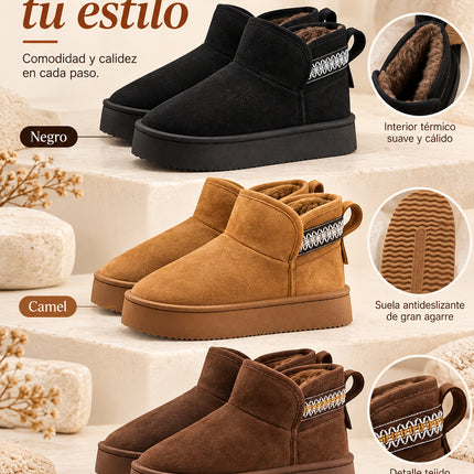 Botas Pantuflas Mujer Afelpadas Cálidas Calientitas Plataforma Invierno Suaves Cómodas