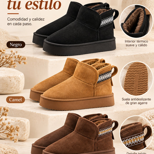Botas Pantuflas Mujer Afelpadas Cálidas Calientitas Plataforma Invierno Suaves Cómodas