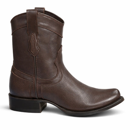 Botas Vaqueras Hombre Caborca Piel Genuina Cuero Grizzly Chocolate Estilo HFA015A — Botín Western Casual Resistente y Cómodo