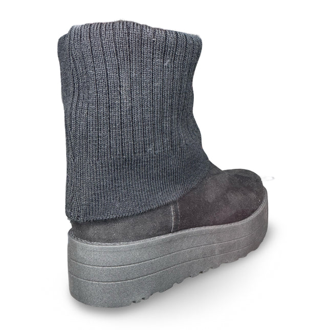 Bota de invierno cálida en negro acabado gamuza M8033
