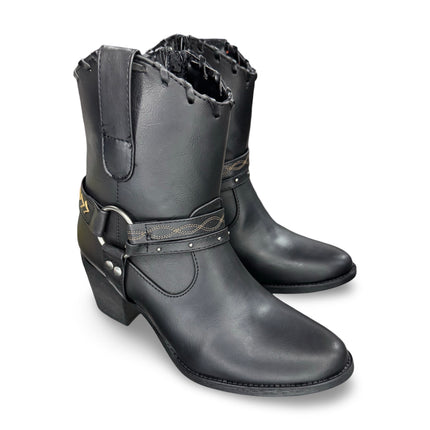 Botín vaquero dama aquila negro acabado Napa M862