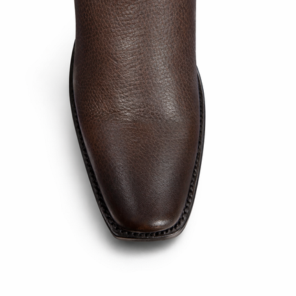Botas Vaqueras Hombre Caborca Piel Genuina Cuero Grizzly Chocolate Estilo HFA015A — Botín Western Casual Resistente y Cómodo