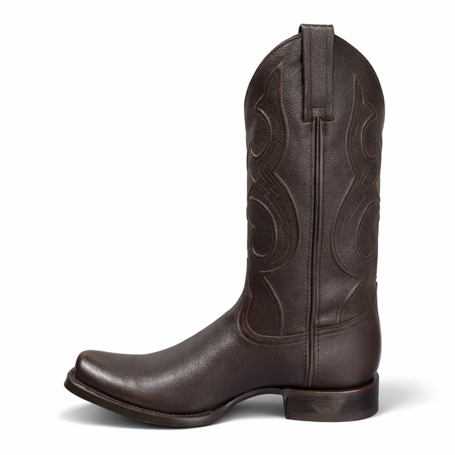 Botas Vaqueras Hombre Caborca HAA262A Piel DEERTAN Café Cuero Genuino Punta Cuadrada