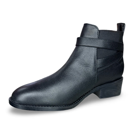 Botines de piel mezcala dama negro tacón bajo M5112