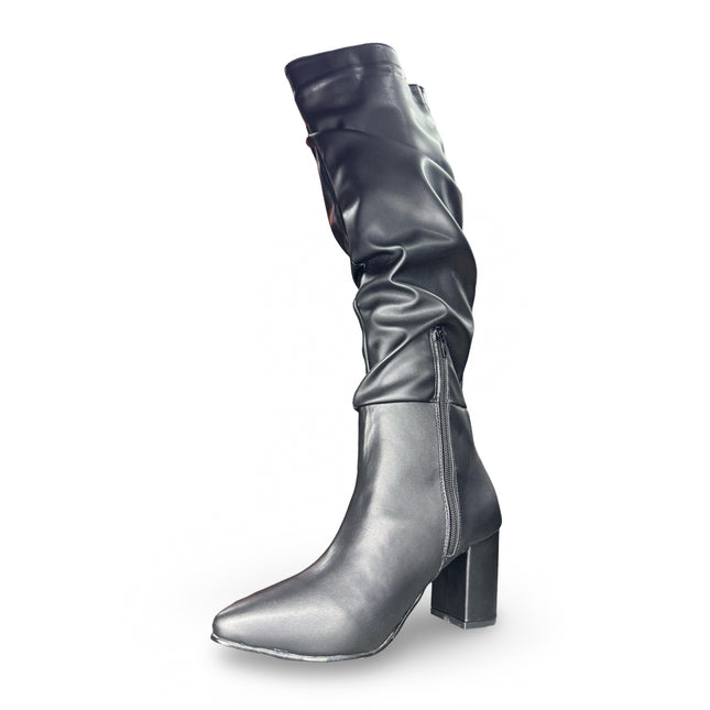 Botas tubo alto de dama acabado semiacabado textil en color Negro M4825