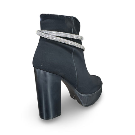 Botines de gamuza buck en negro tacón 11 cm M137