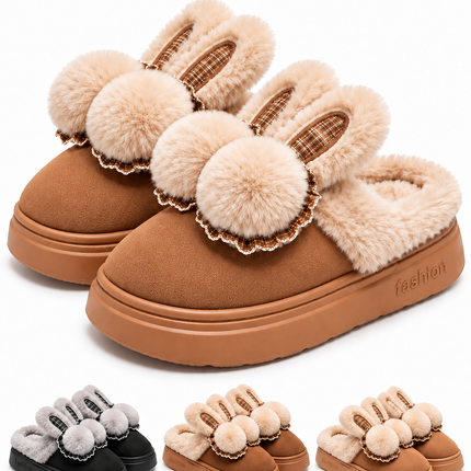 Pantuflas Conejito para Mujer con Peluche y Pompones