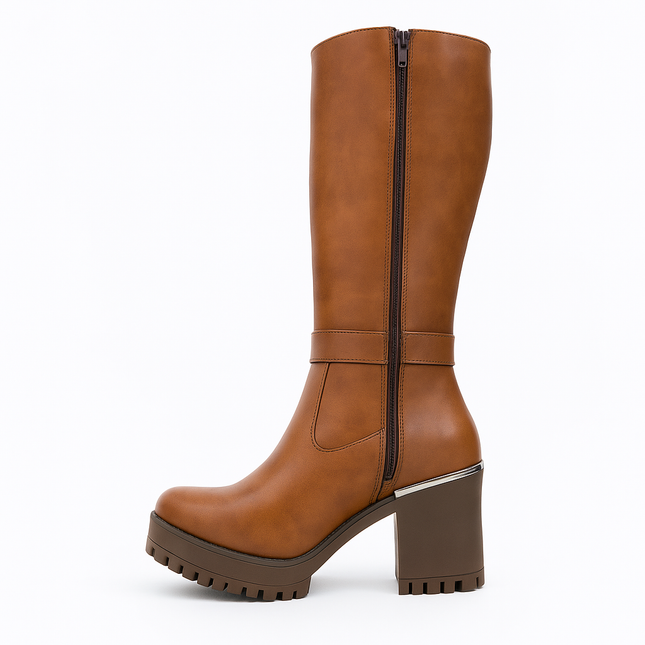 Bota tubo largo dama cognac corte novara suzy love M1113
