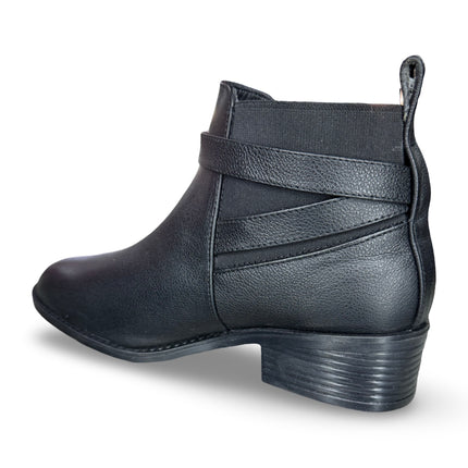 Botines de piel mezcala dama negro tacón bajo M5112