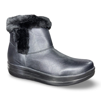 Botín negro dama con peluche acabado cabra M600