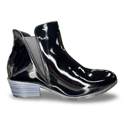 Botines charol negro dama tacón bajo M3001