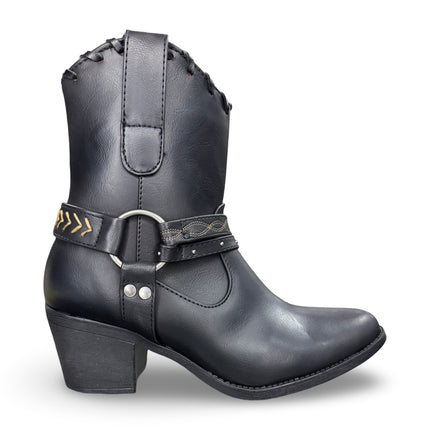 Botín vaquero dama aquila negro acabado Napa M862