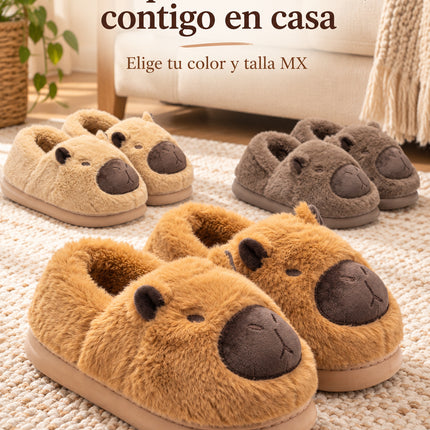Pantuflas Capibara Suaves y Calientitas para Mujer - Diseño Kawaii Antideslizante