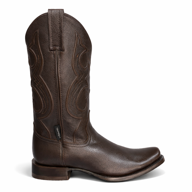 Botas Vaqueras Hombre Caborca HAA262A Piel DEERTAN Café Cuero Genuino Punta Cuadrada