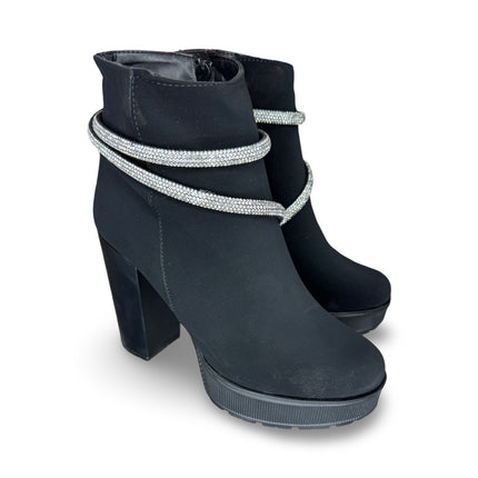 Botines de gamuza buck en negro tacón 11 cm M137