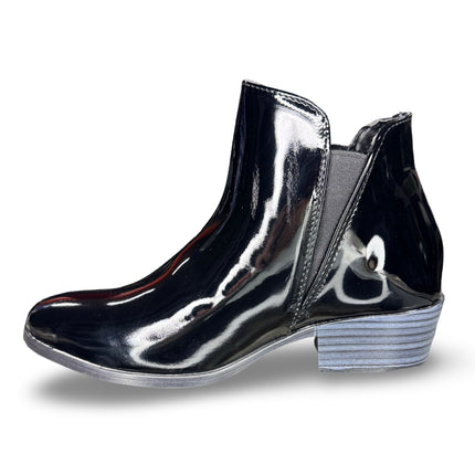 Botines charol negro dama tacón bajo M3001