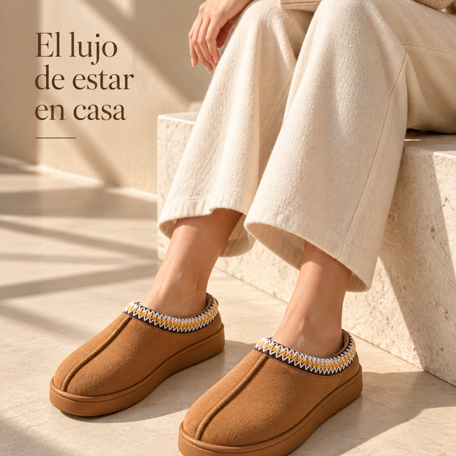 Pantuflas Unisex Tipo Zueco con Interior Afelpado y Suela Gruesa