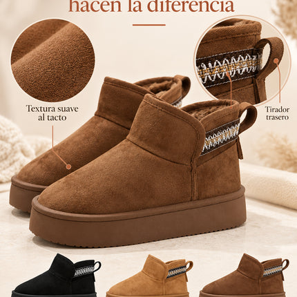 Botas Pantuflas Mujer Afelpadas Cálidas Calientitas Plataforma Invierno Suaves Cómodas