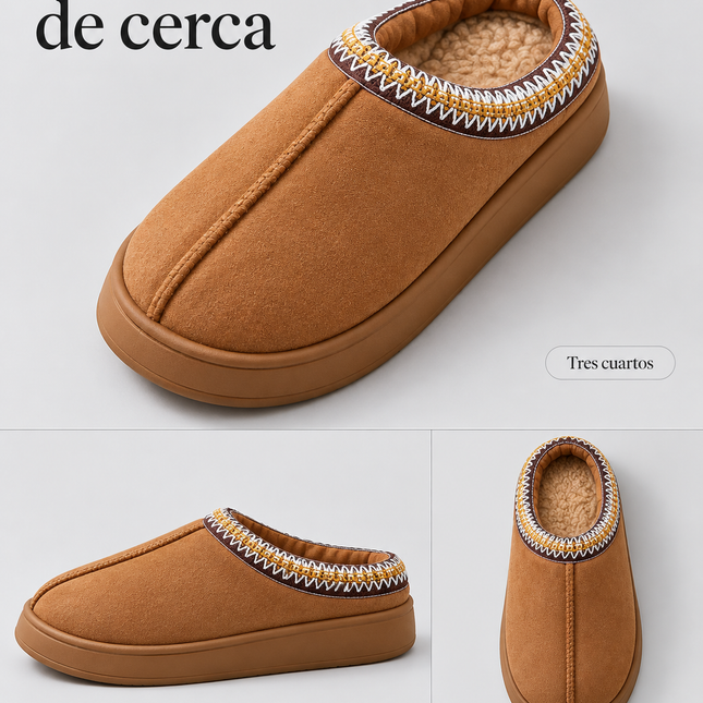 Pantuflas Unisex Tipo Zueco con Interior Afelpado y Suela Gruesa