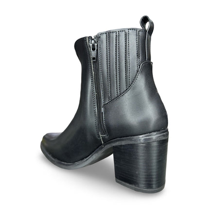 Botín dama negro con tacón punta en punta corte nairobi M6002