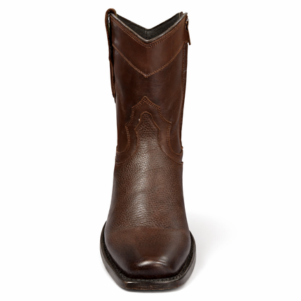 Botas Vaqueras Hombre Caborca Piel Genuina Cuero Grizzly Chocolate Estilo HFA015A — Botín Western Casual Resistente y Cómodo