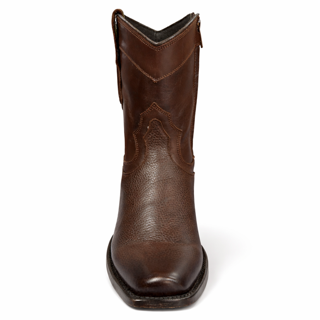 Botas Vaqueras Hombre Caborca Piel Genuina Cuero Grizzly Chocolate Estilo HFA015A — Botín Western Casual Resistente y Cómodo