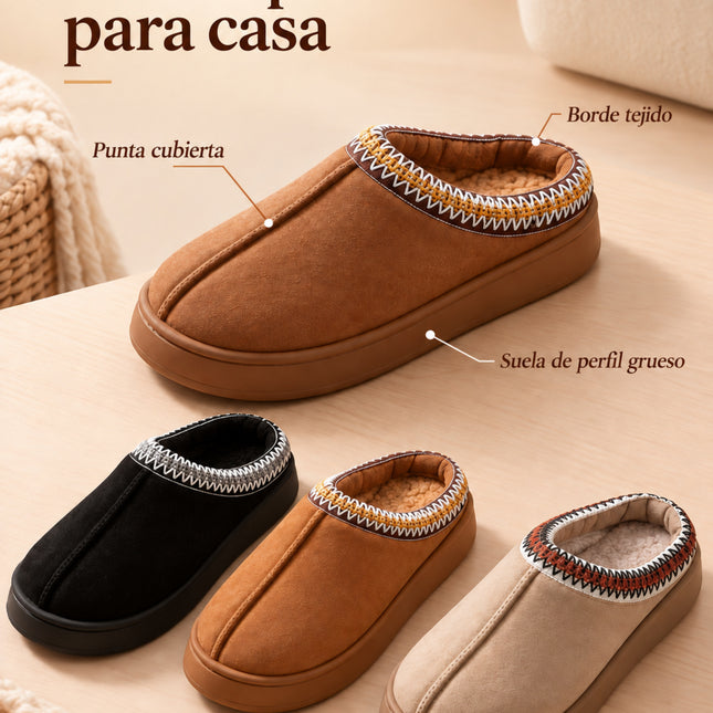 Pantuflas Unisex Tipo Zueco con Interior Afelpado y Suela Gruesa