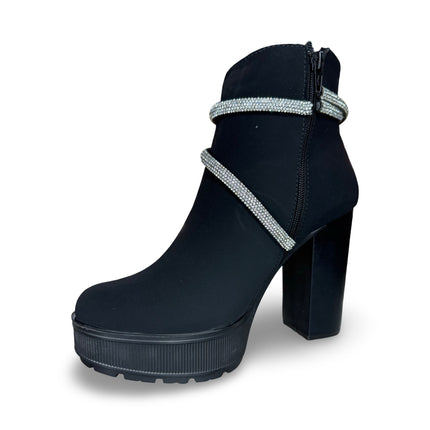 Botines de gamuza buck en negro tacón 11 cm M137