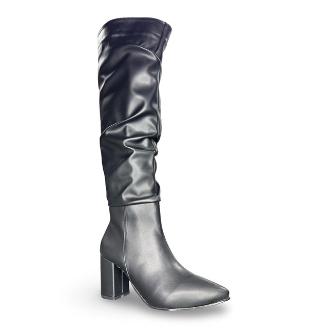 Botas tubo alto de dama acabado semiacabado textil en color Negro M4825
