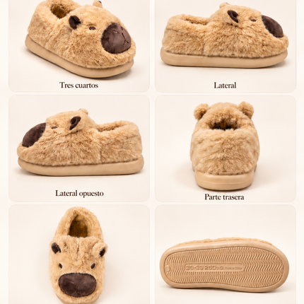 Pantuflas Capibara Suaves y Calientitas para Mujer - Diseño Kawaii Antideslizante