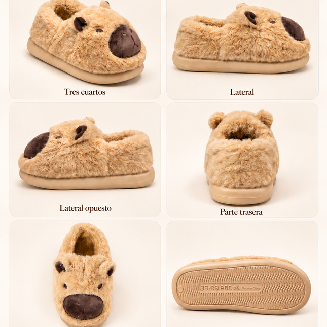 Pantuflas Capibara Suaves y Calientitas para Mujer - Diseño Kawaii Antideslizante