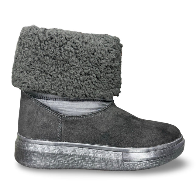 Botas aborregadas y afelpadas de dama en color negro acabado gamuza M550
