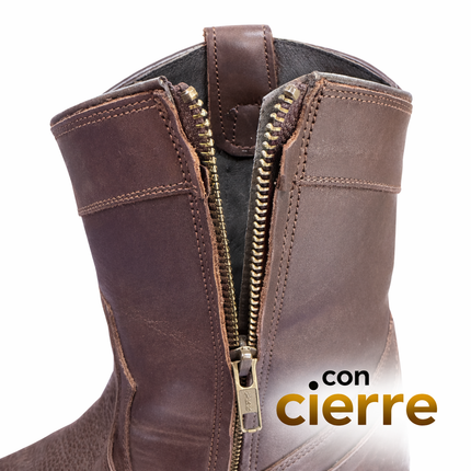 Botas Vaqueras Hombre Caborca Piel Genuina Cuero Grizzly Chocolate Estilo HFA015A — Botín Western Casual Resistente y Cómodo