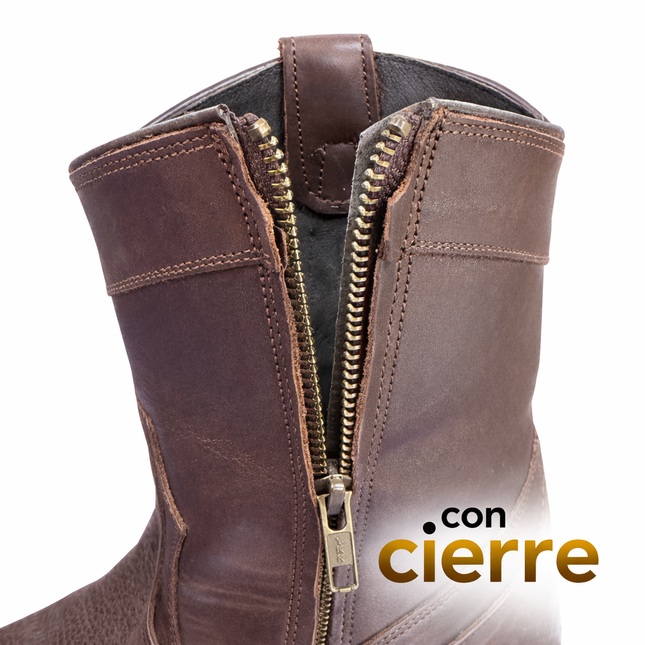 Botas Vaqueras Hombre Caborca Piel Genuina Cuero Grizzly Chocolate Estilo HFA015A — Botín Western Casual Resistente y Cómodo