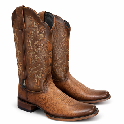 Botas Vaqueras Hombre Piel Grizzly Caborca HAA372C Color Miel Cuero Genuino Premium
