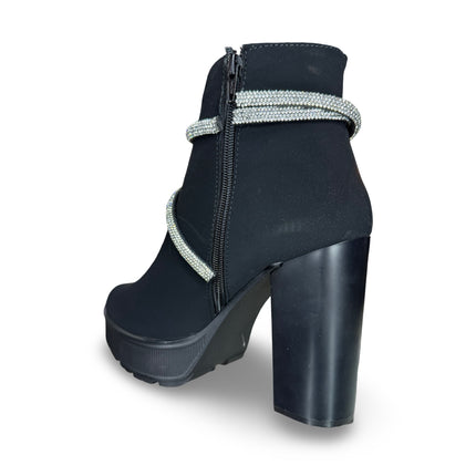 Botines de gamuza buck en negro tacón 11 cm M137