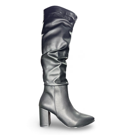 Botas tubo alto de dama acabado semiacabado textil en color Negro M4825