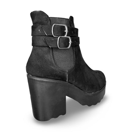 Botines de dama en gamuza negro con tacón de 8.5 cm M1905