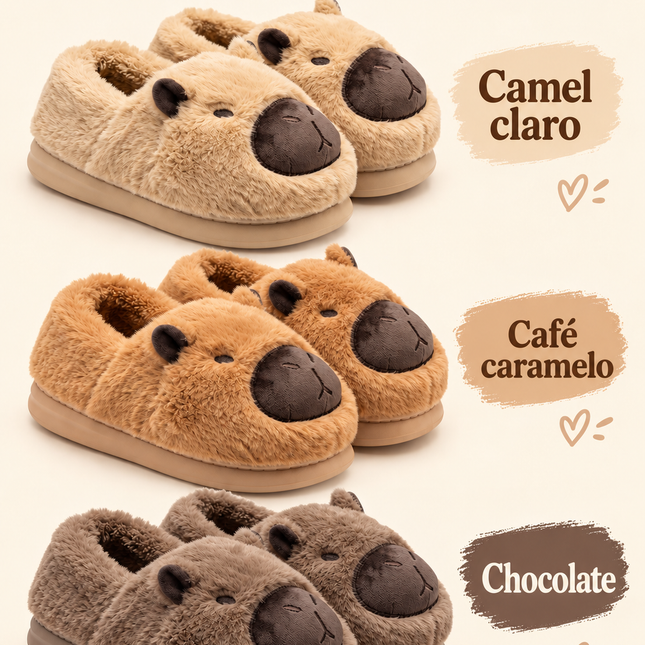 Pantuflas Capibara Suaves y Calientitas para Mujer - Diseño Kawaii Antideslizante