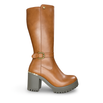 Bota tubo largo dama cognac corte novara suzy love M1113